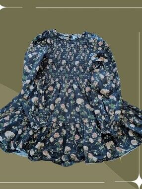 ✨ Girls Hill House Viviana Long Sleeve Nap Dress In Navy Floral Size 4/5